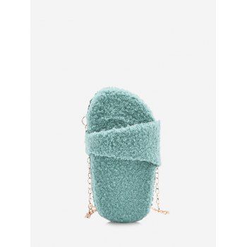 

Slipper Shape Chain Teddy Faux Fur Crossbody Bag, Medium turquoise