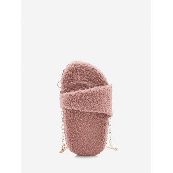 

Slipper Shape Chain Teddy Faux Fur Crossbody Bag, Light pink