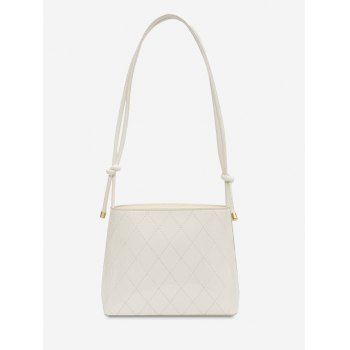 

Rhombus Stitching Knot Strap Shoulder Bag, White