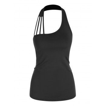 

Halter Strappy Plain Tank Top, Black