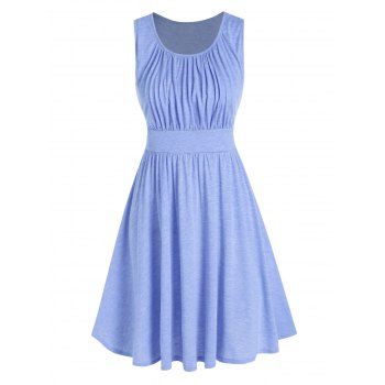 

Pleated Sleeveless Flare Dress, Light purple