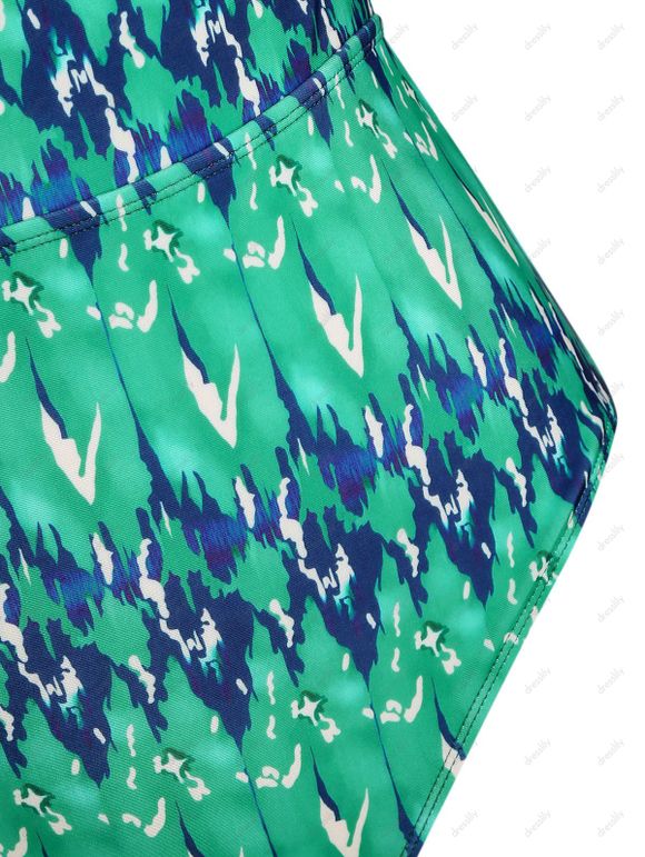 Maillot de Bain à Bretelle Anneau en O sans Dos Une-Pièce - Vert clair XXL