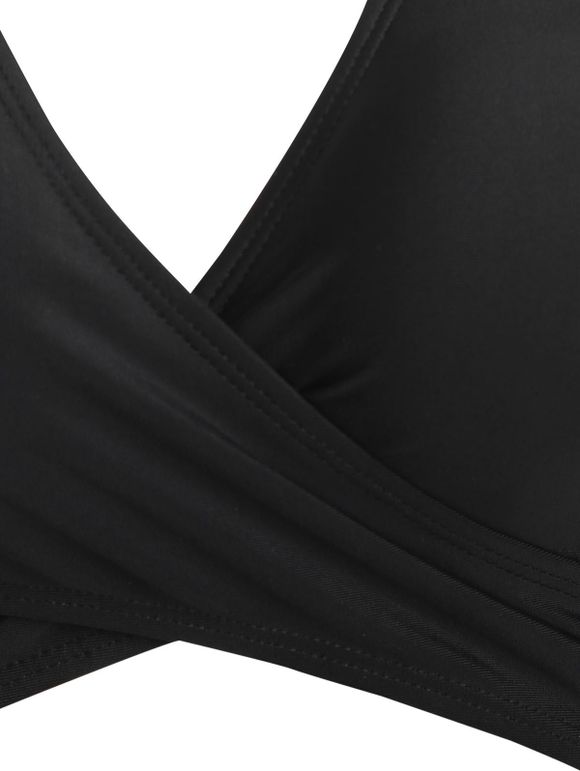 Maillot de Bain Bikini Gainant Tournesol Noué à Taille Haute de Vacance de Plage - Noir M