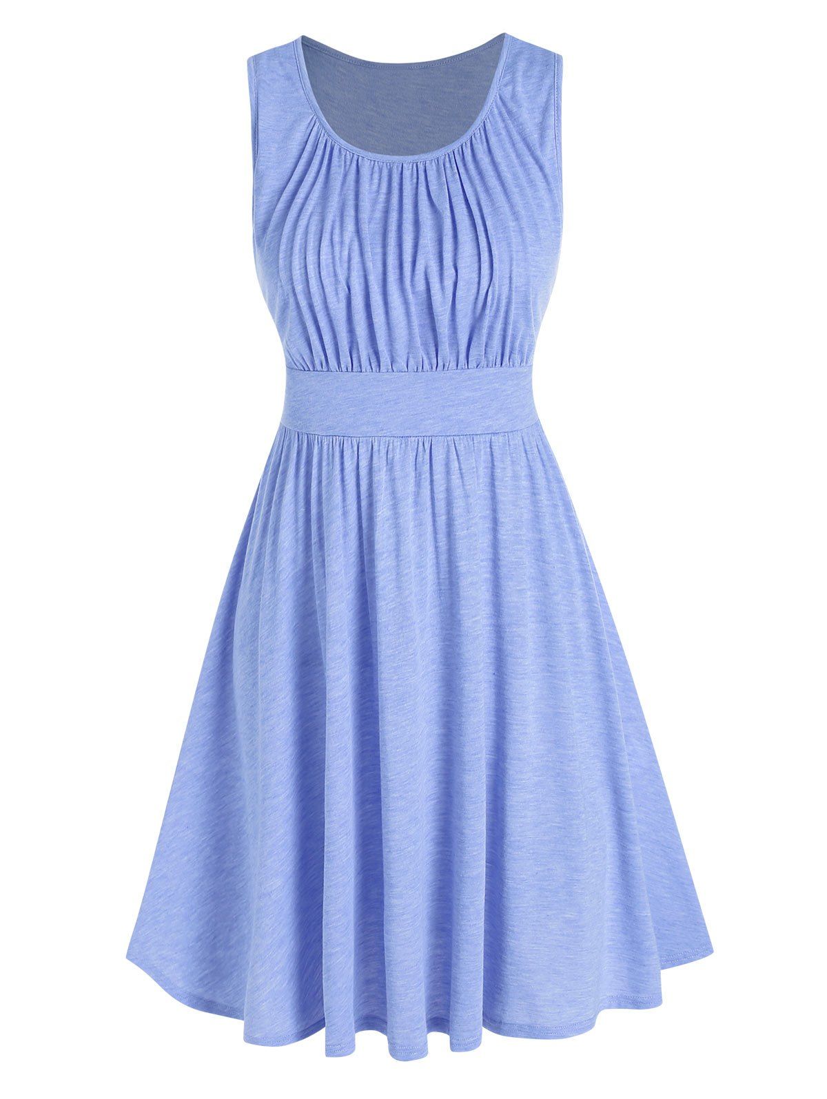 Pleated Sleeveless Flare Dress - LIGHT PURPLE XL