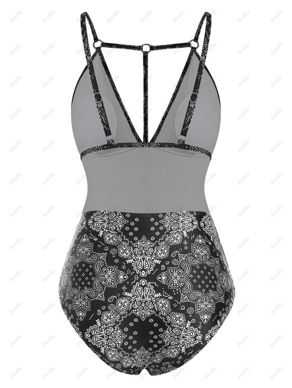 Maillot de Bain à Bretelle Anneau en O sans Dos Une-Pièce - Noir S