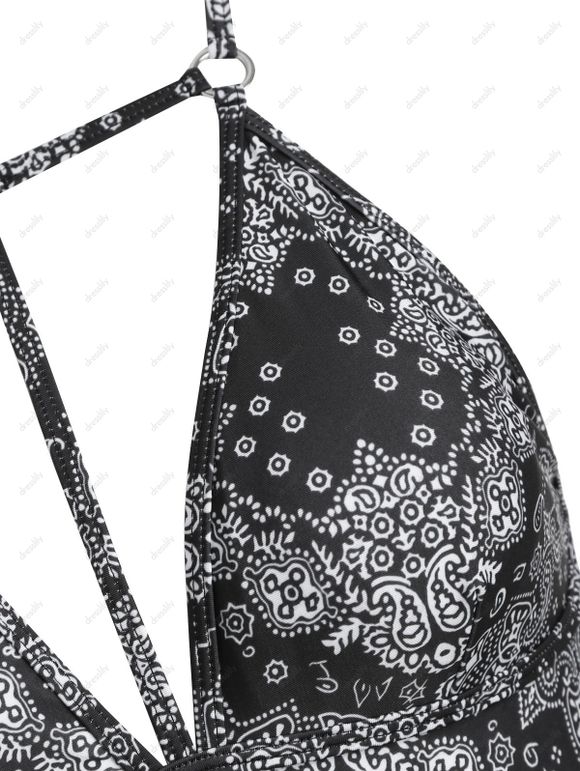 Maillot de Bain à Bretelle Anneau en O sans Dos Une-Pièce - Noir S