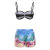 Maillot de Bain Bikini Feuille Fleuri à Volants - Noir L