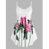 Haut Trapèze à Bretelle à Imprimé Fleuri de Grande Taille - Blanc 3X