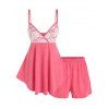 Ensemble de Short Panneau en Dentelle à Coupe Basse - Rose clair XXL