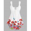 Débardeur Découpé à Imprimé Floral Grande Taille - Blanc 3X