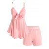 Ensemble de Pyjama Short Noué en Avant de Grande Taille - Rose clair L