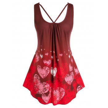 

Plus Size Heart Print Valentine Tank Top, Red