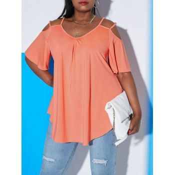 

Plus Size Dual Strap Open Shoulder Tunic Tee, Orange