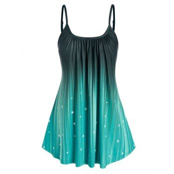 

Plus Size Star Print Ombre Color Swing Tank Top, Multicolor