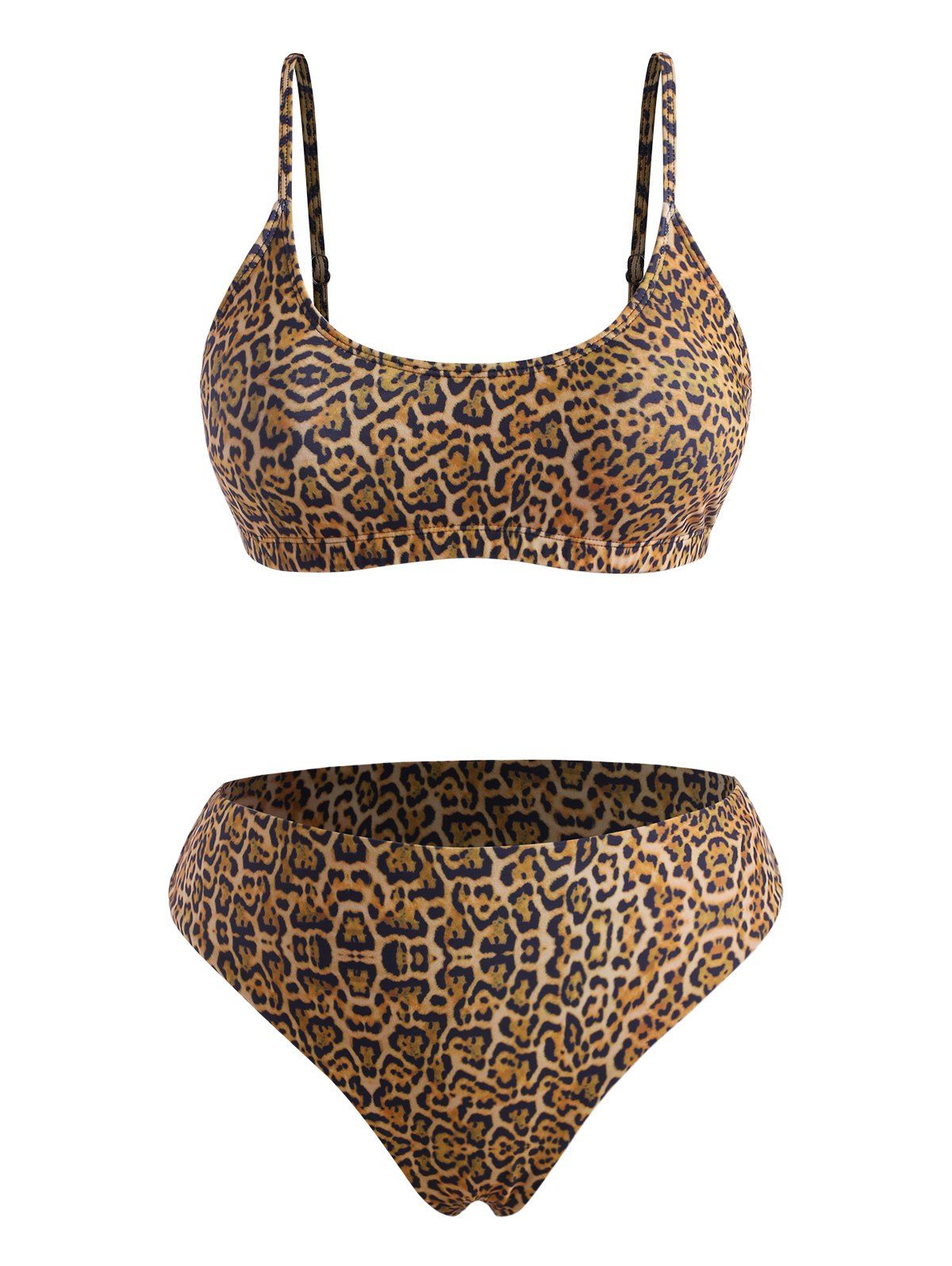 Leopard Print Plus Size Cheeky Bikini Swimwear - multicolor L
