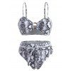 Maillot de Bain Bikini Noué à Imprimé Serpent à Taille Haute de Grande Taille - Gris Foncé 1XL