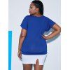 T-shirt Cache-Cœur Découpé avec Chaîne Grande Taille - Bleu 5X