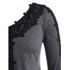 V Neck Crochet Lace Trim Plus Size Top - GRAY 3X