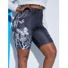 Short de Cycliste Imprimé 3D Papillon à Taille Haute de Grande Taille - Noir 2X