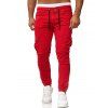 Pantalon de Jogging Cargo à Ourlet Plissé à Cordon - Rouge 2XL
