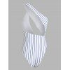 Striped One Shoulder Cutout One-piece Swimsuit - WHITE XXL