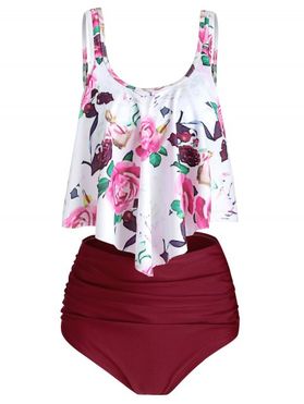 Floral Printed Overlay Tankini Set