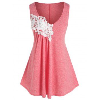 

Plus Size Flower Applique Space Dye Tank Top, Light pink