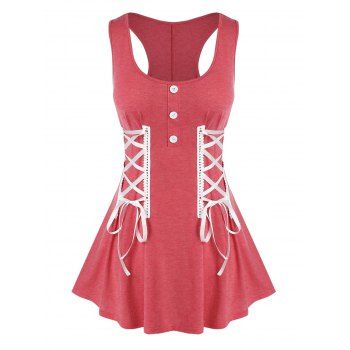 

Plus Size Lace Up Racerback Tank Top, Red