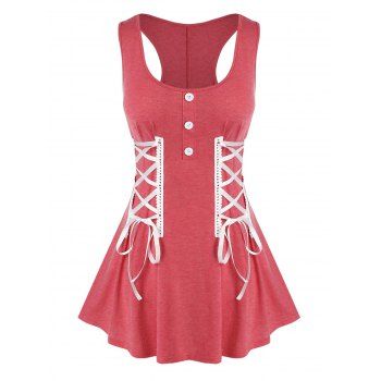 Plus Size Lace Up Racerback Tank Top, Red