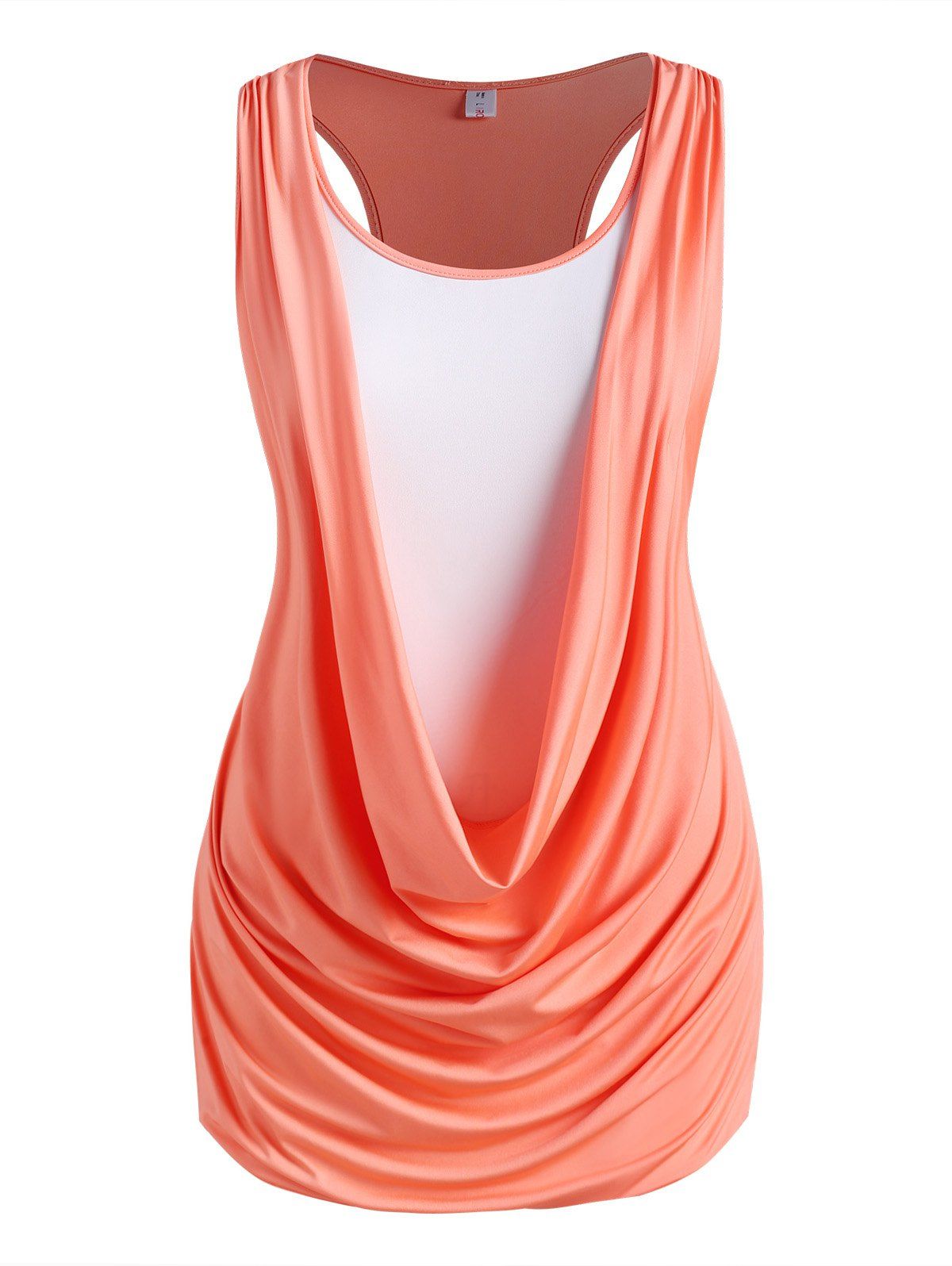 Plus Size Draped Racerback 2 In 1 Ruched Tank Top - ORANGE 5X
