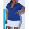 T-shirt Cache-Cœur Découpé avec Chaîne Grande Taille - Bleu 4X