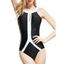 Maillot de Bain Découpé en Blocs de Couleurs Une-Pièce - Noir M