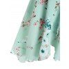Flower Print Irregular A Line Midi Cami Dress Cottagecore Side Bowknot Overlap Sundress - LIGHT GREEN XL