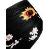 Tummy Control Tankini Swimsuit Floral Swimwear Sunflower Flounce Striped Ruched Summer Beach Bathing Suit - BLACK 2XL