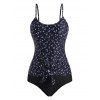 Ditsy Floral Knotted Contrast Tankini Swimwear - BLACK M
