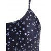 Ditsy Floral Knotted Contrast Tankini Swimwear - BLACK L