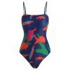 Fish Print Cami One-piece Swimsuit - multicolor L