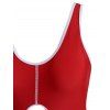 Binding Color Blocking High Cut Topstitch One-piece Swimsuit - multicolor XL