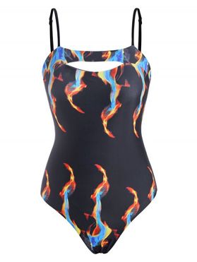 Flame Print Cami Cutout One-piece Swimsuit
