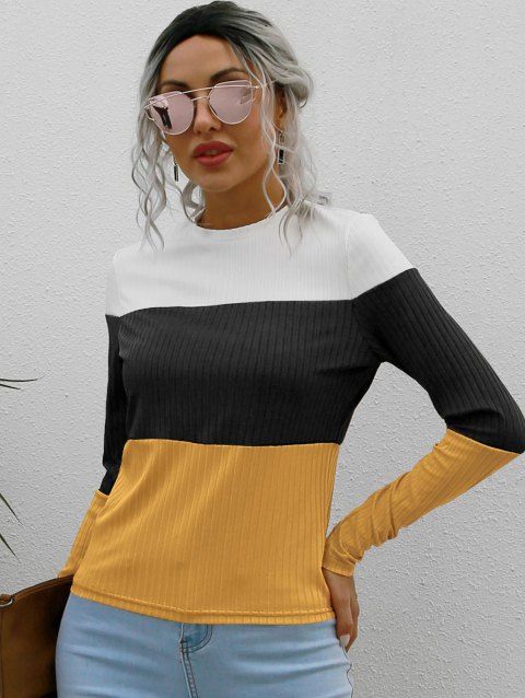 Ribbed Colorblock Fitted Knitwear