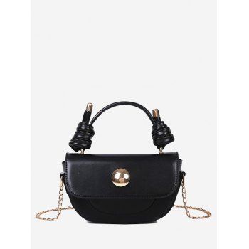 

Knotted Handle Chain Saddle Bag, Black