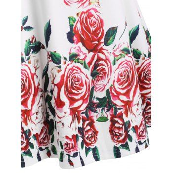 Flower Print Colorblock Knotted Sleeveless Dress