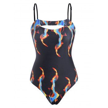 Flame Print Cami Cutout One-piece Swimsuit