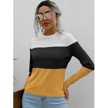 

Ribbed Colorblock Fitted Knitwear, White