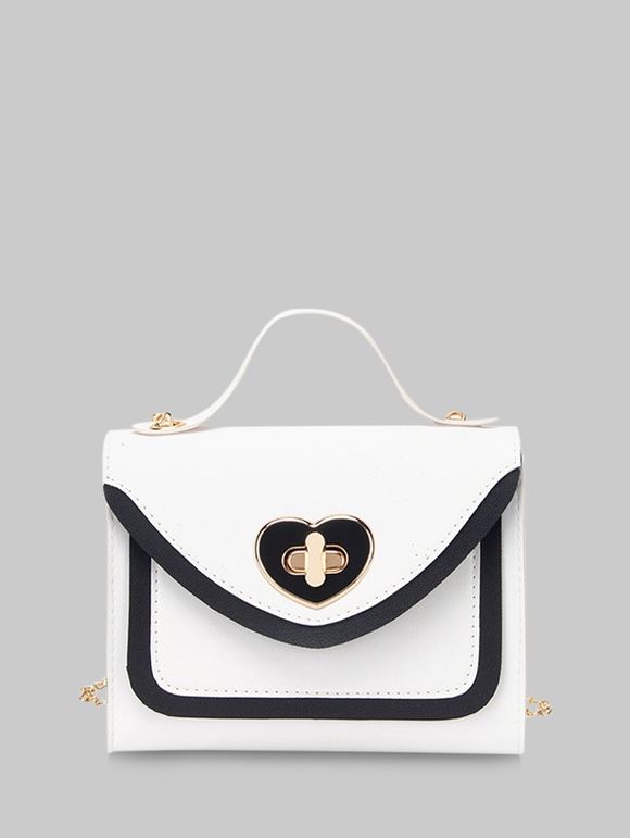 Heart Shape Colorblock Hasp Chain Handbag - WHITE 