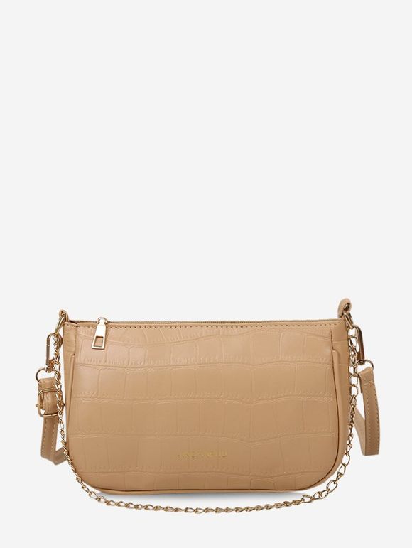 Sac à Bandoulière Motif Pierre Bouclé avec Chaîne - Kaki 
