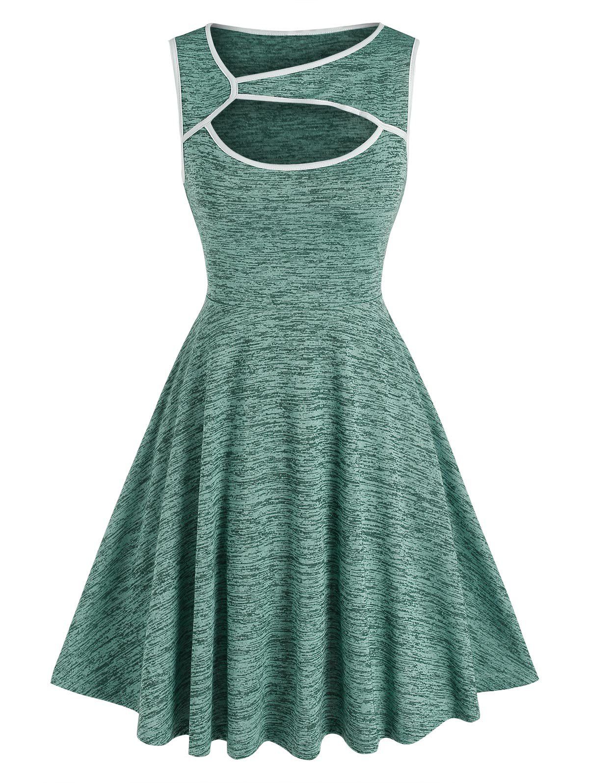 Sleeveless Cutout Space Dye Dress - GREEN XL