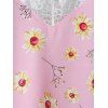 Plus Size Lace Panel Floral Print Shorts Pajamas Set - LIGHT PINK 4X