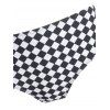 Checkered Fishnet Bandeau Three Piece Bikini Swimwear - BLACK XL