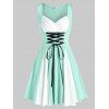Robe Vintage sans Manches à Lacets - Vert clair 2XL